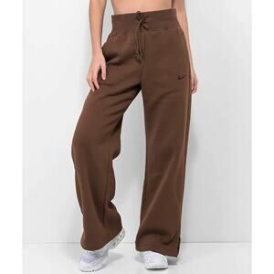 NIKE Phoenix Women's Standard Fit High Rise Sweat Pants Brown XXL NWT